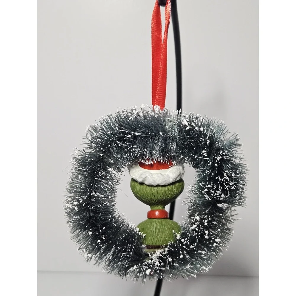 Department 56 Dr Seuss The Grinch Christmas Wreath Ornament 2018 Red Scarf Hat